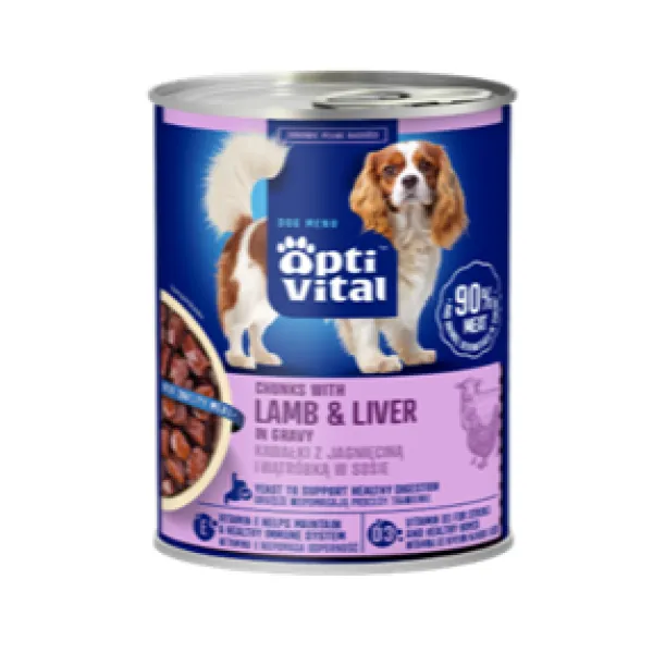 ტროპი - ოპტივიტალი ზრდასრული ძაღლისთვის ბატკნის და ღვიძლის ხორცით 415 გრ