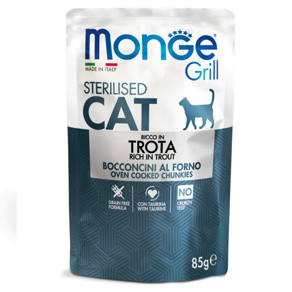 Monge - Grill Sterilised Chunkies in Jelly Rich in Trout 85 g
