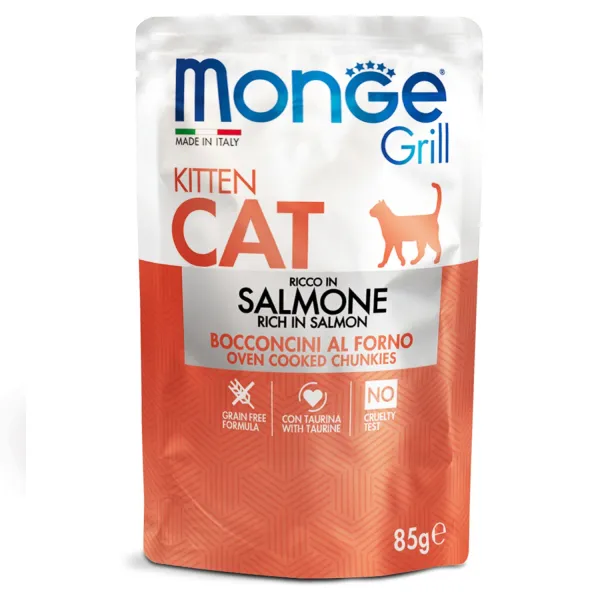 Monge - Grill Kitten Cat Chunkies in Jelly Rich in Salmon 85 g
